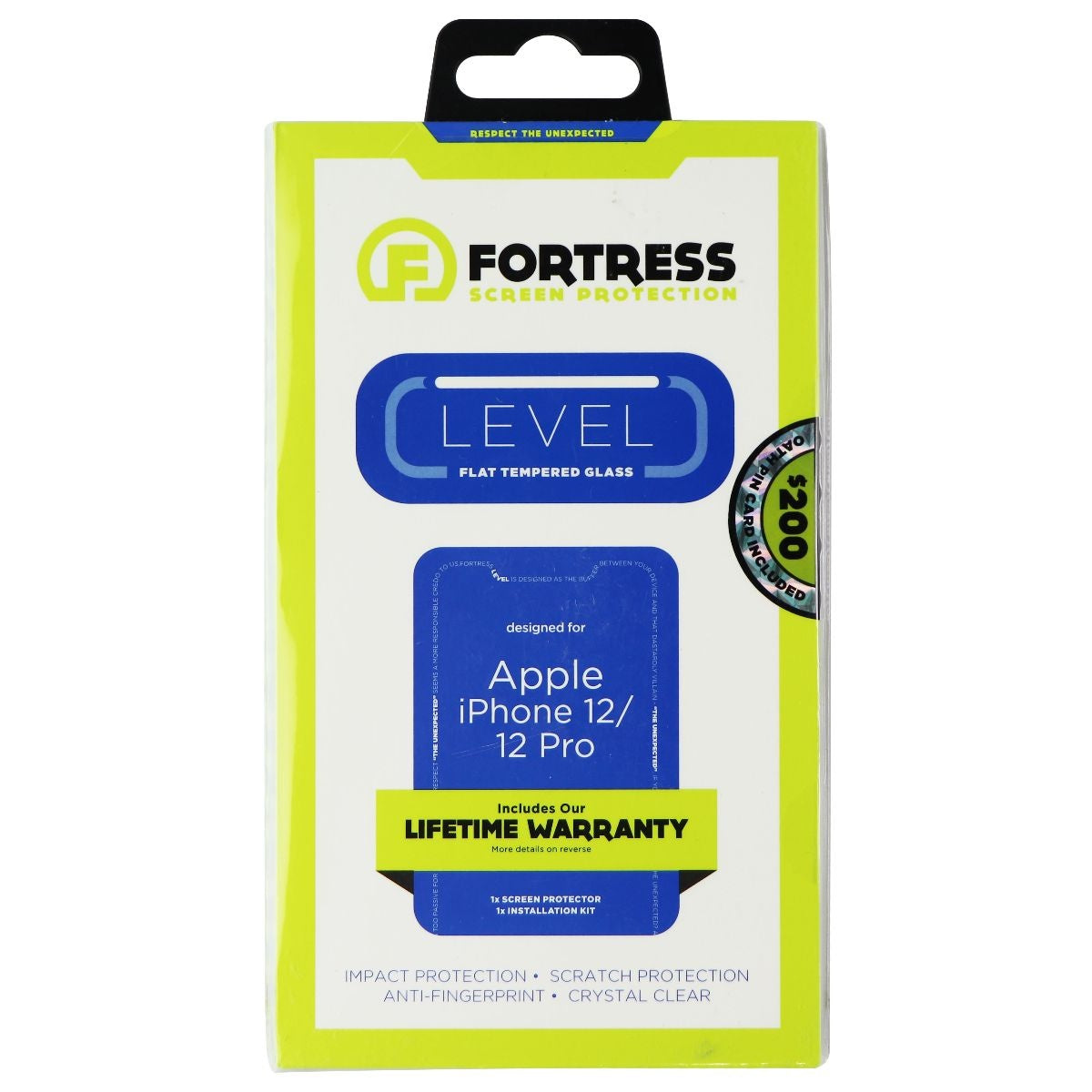 Fortress LEVEL Flat Tempered Glass for Apple iPhone 12 and 12 Pro - Clear Cell Phone - Screen Protectors Fortress - Simple Cell Bulk Wholesale Pricing - USA Seller