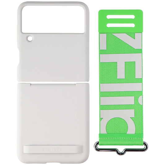 Samsung Silicone Cover with Strap for Galaxy Z Flip3 5G - White / Green Cell Phone - Cases, Covers & Skins Samsung Electronics - Simple Cell Bulk Wholesale Pricing - USA Seller
