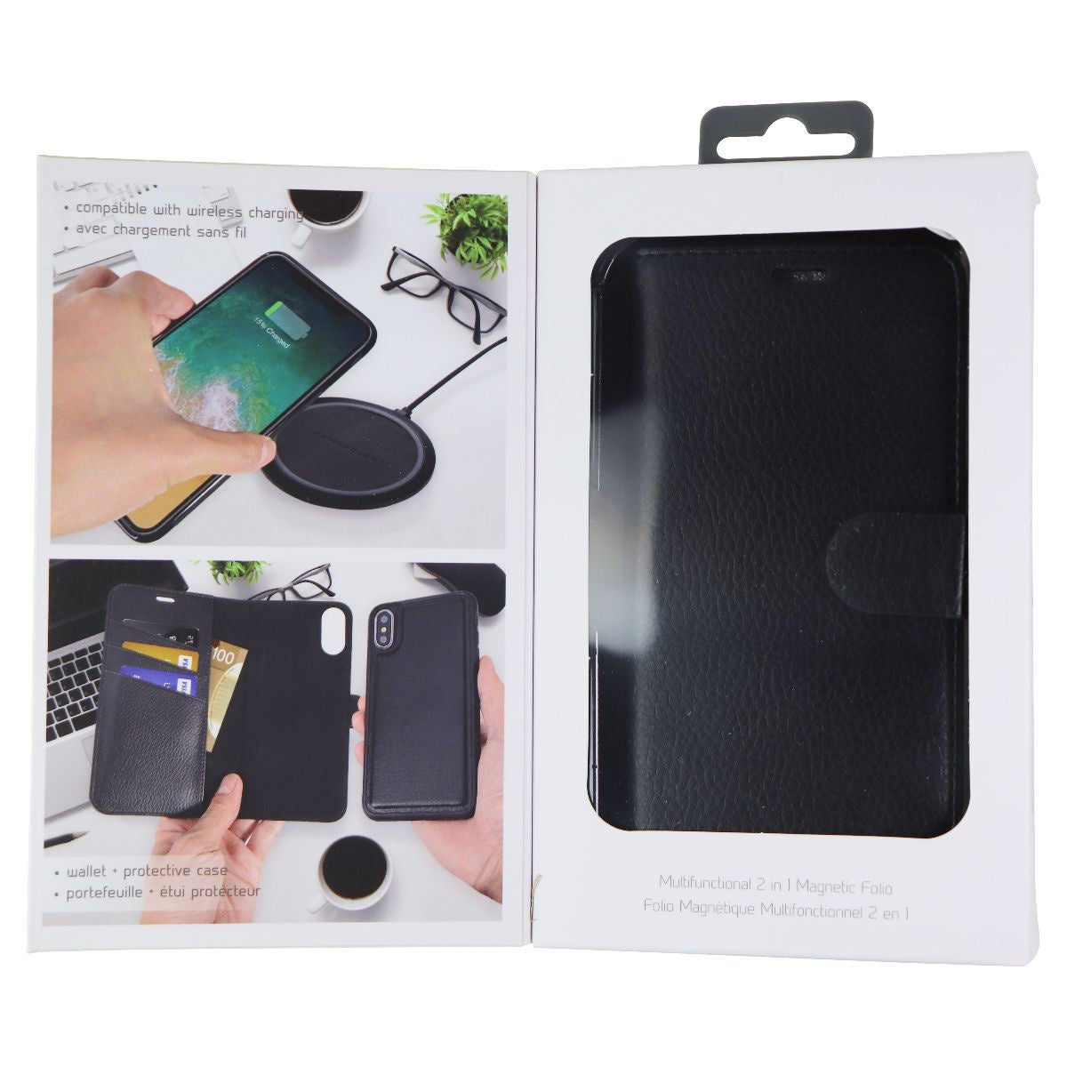 StrongNFree Moderna Plus Series Wallet Case for Apple iPhone Xs and X - Black Cell Phone - Cases, Covers & Skins StrongNFree - Simple Cell Bulk Wholesale Pricing - USA Seller