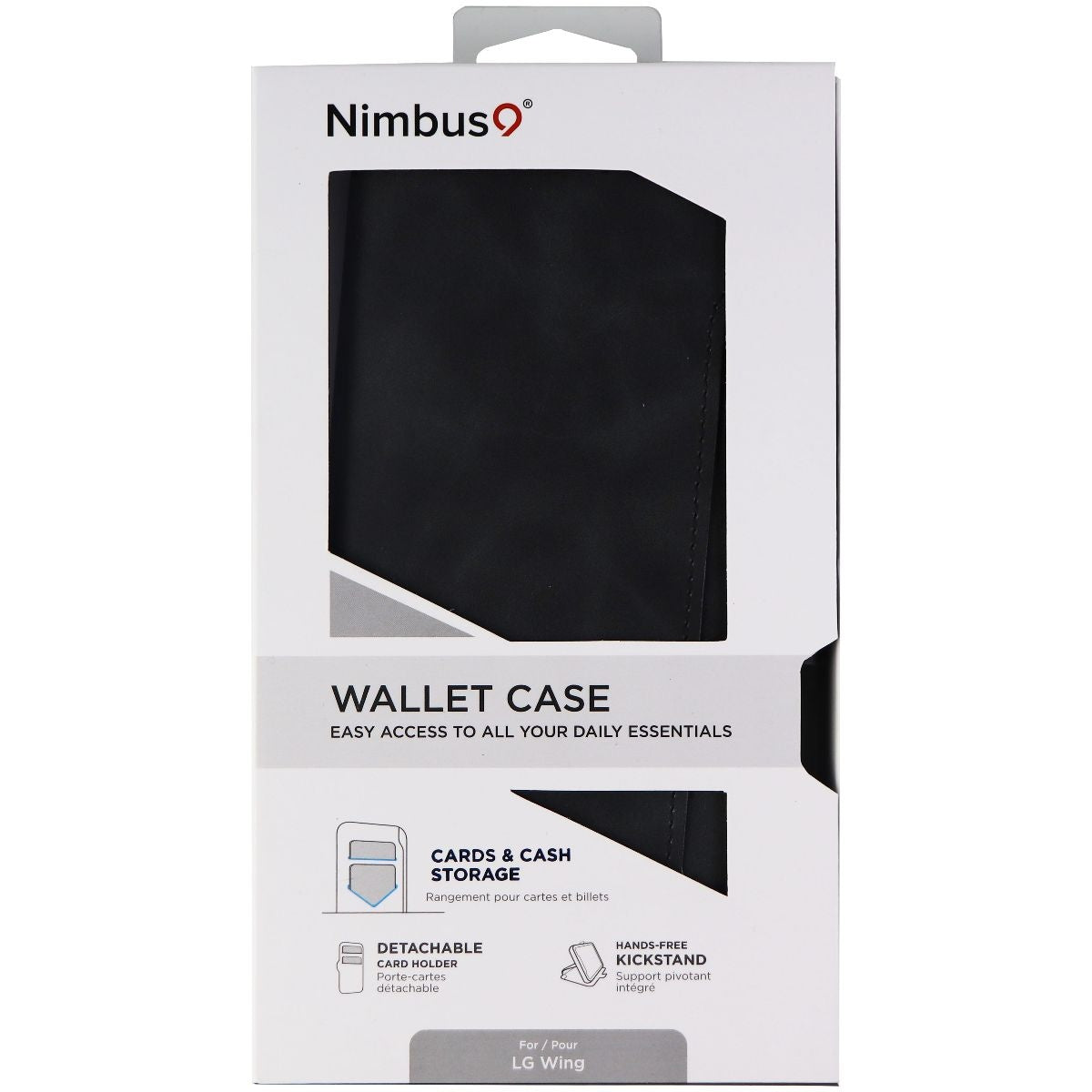 Nimbus9 Folio Wallet Hard Case for LG Wing / Wing 5G Smartphones - Black Cell Phone - Cases, Covers & Skins Nimbus9 - Simple Cell Bulk Wholesale Pricing - USA Seller