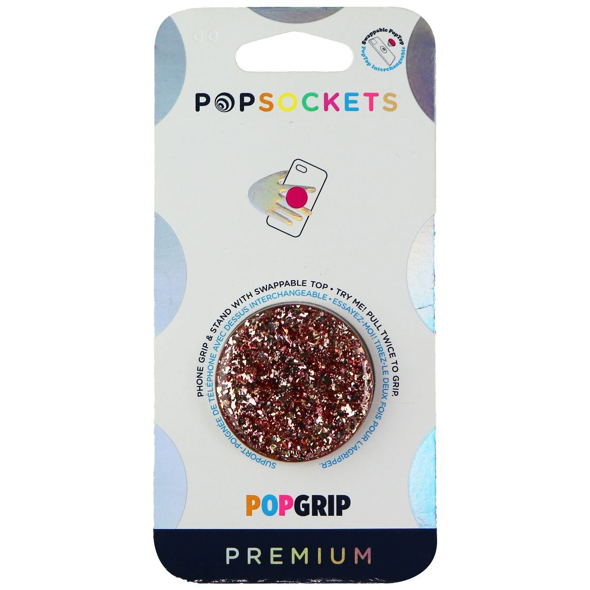 PopSockets PopGrip: Phone Grip and Phone Stand - Foil Confetti Rose Gold Cell Phone - Mounts & Holders PopSockets - Simple Cell Bulk Wholesale Pricing - USA Seller