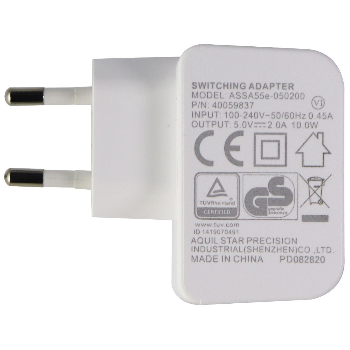 (5V/2A) Single USB Wall Charger Adapter - White (ASSA55e-050200) EU Plug Cell Phone - Chargers & Cradles Unbranded - Simple Cell Bulk Wholesale Pricing - USA Seller