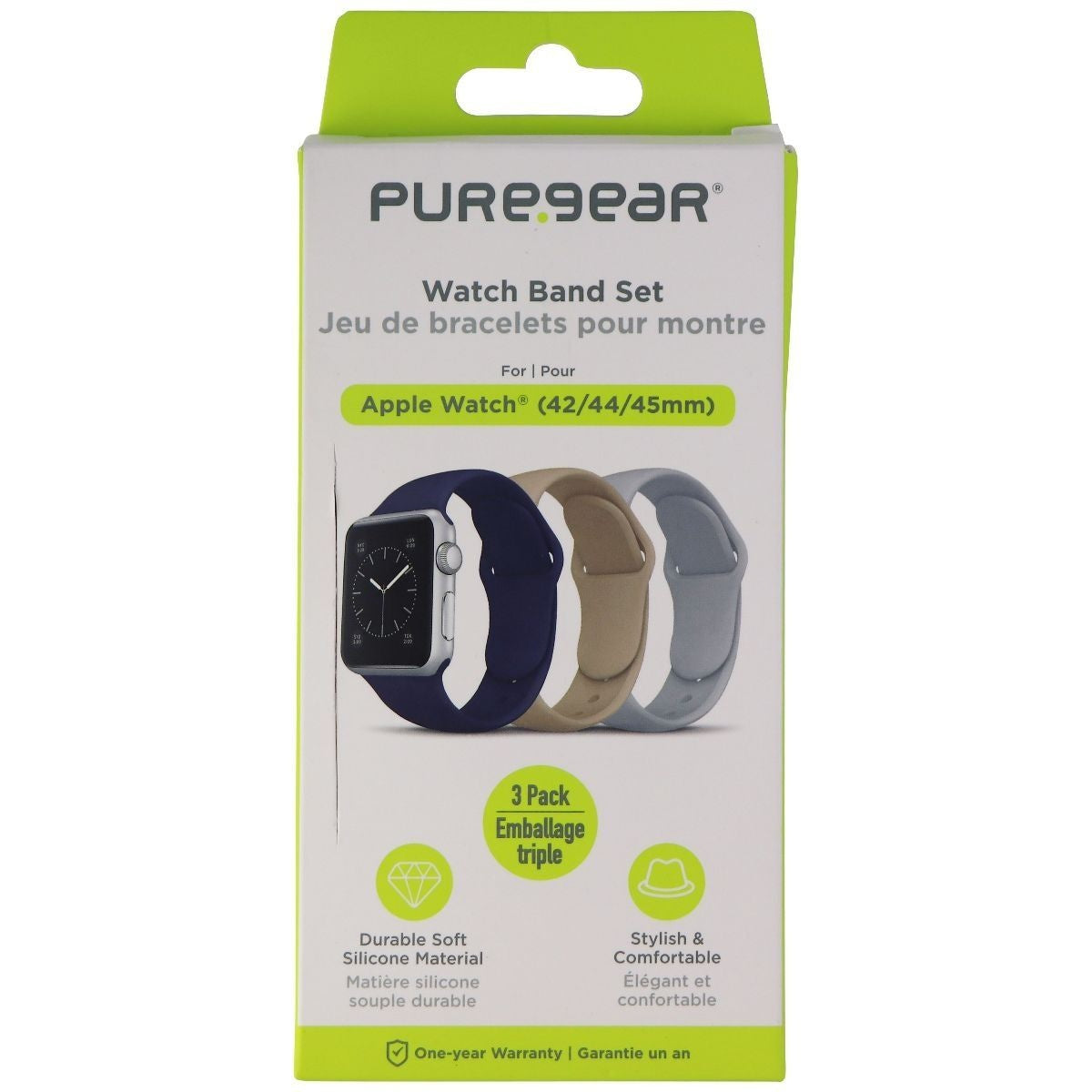 PureGear Watch Band Set for Apple Watch 42/44/45mm - Blue/Tan/Gray Smart Watch Accessories - Watch Bands PureGear - Simple Cell Bulk Wholesale Pricing - USA Seller