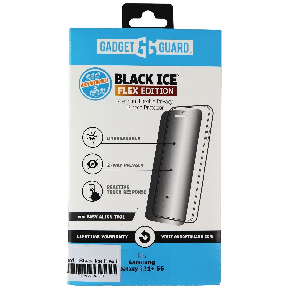 Gadget Guard Black Ice Flex Edition Privacy Screen Protector for Galaxy S21+ 5G Cell Phone - Screen Protectors Gadget Guard - Simple Cell Bulk Wholesale Pricing - USA Seller