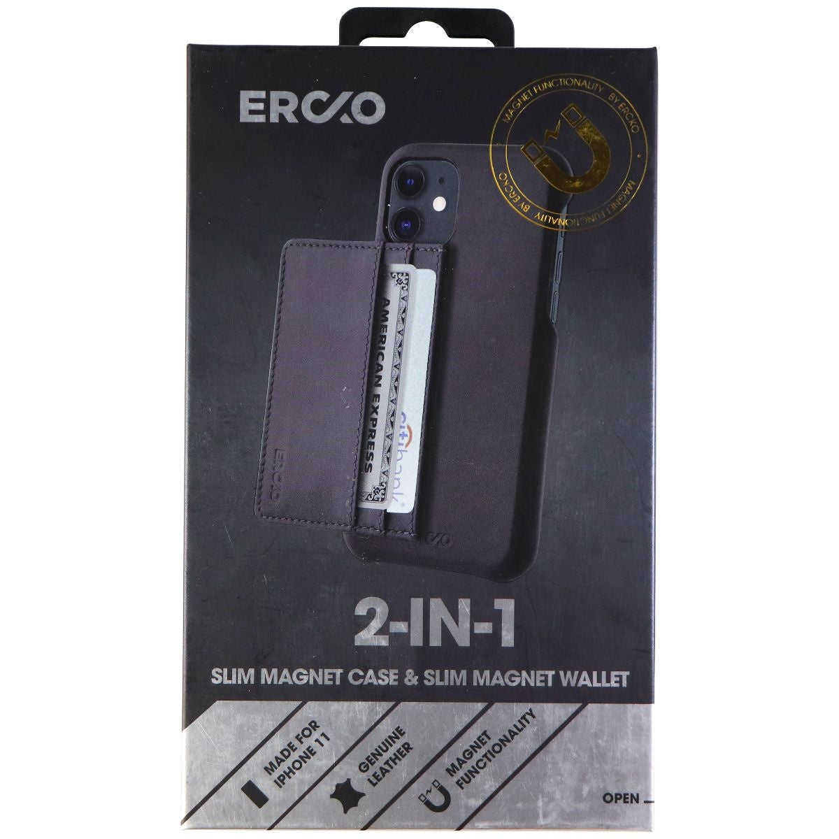 Ercko 2-in-1 Slim Leather Magnet Case and Wallet for Apple iPhone 11 - Black Cell Phone - Cases, Covers & Skins Ercko - Simple Cell Bulk Wholesale Pricing - USA Seller