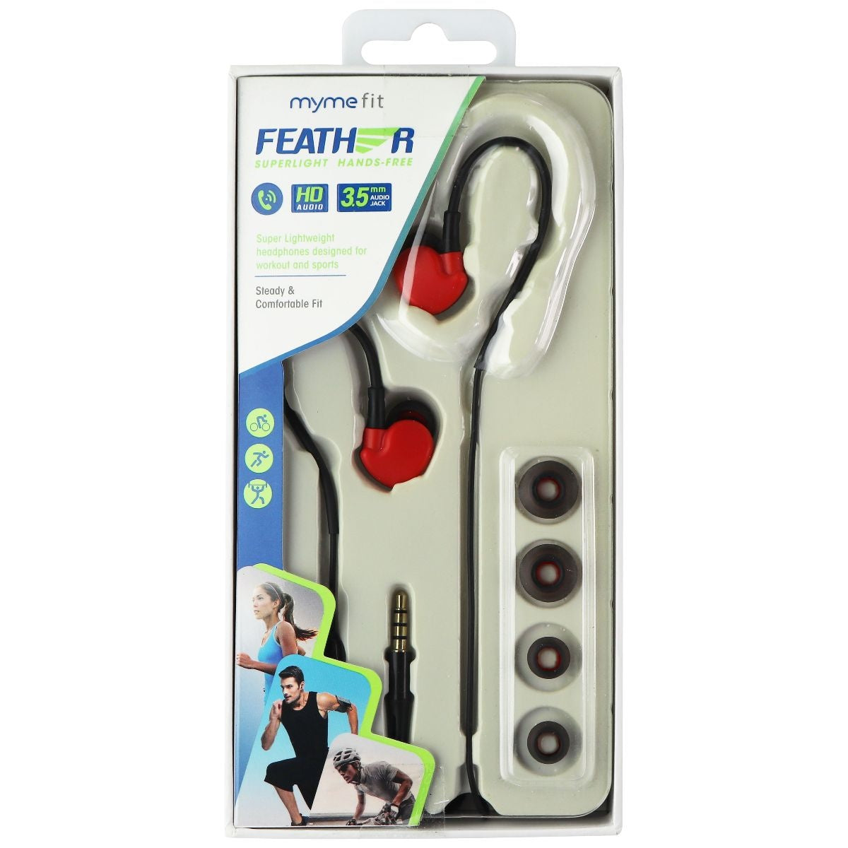 MyMe Fit Feather SuperLight Hands-Free 3.5mm Headphones for Workout - Black Portable Audio - Headphones MYME - Simple Cell Bulk Wholesale Pricing - USA Seller