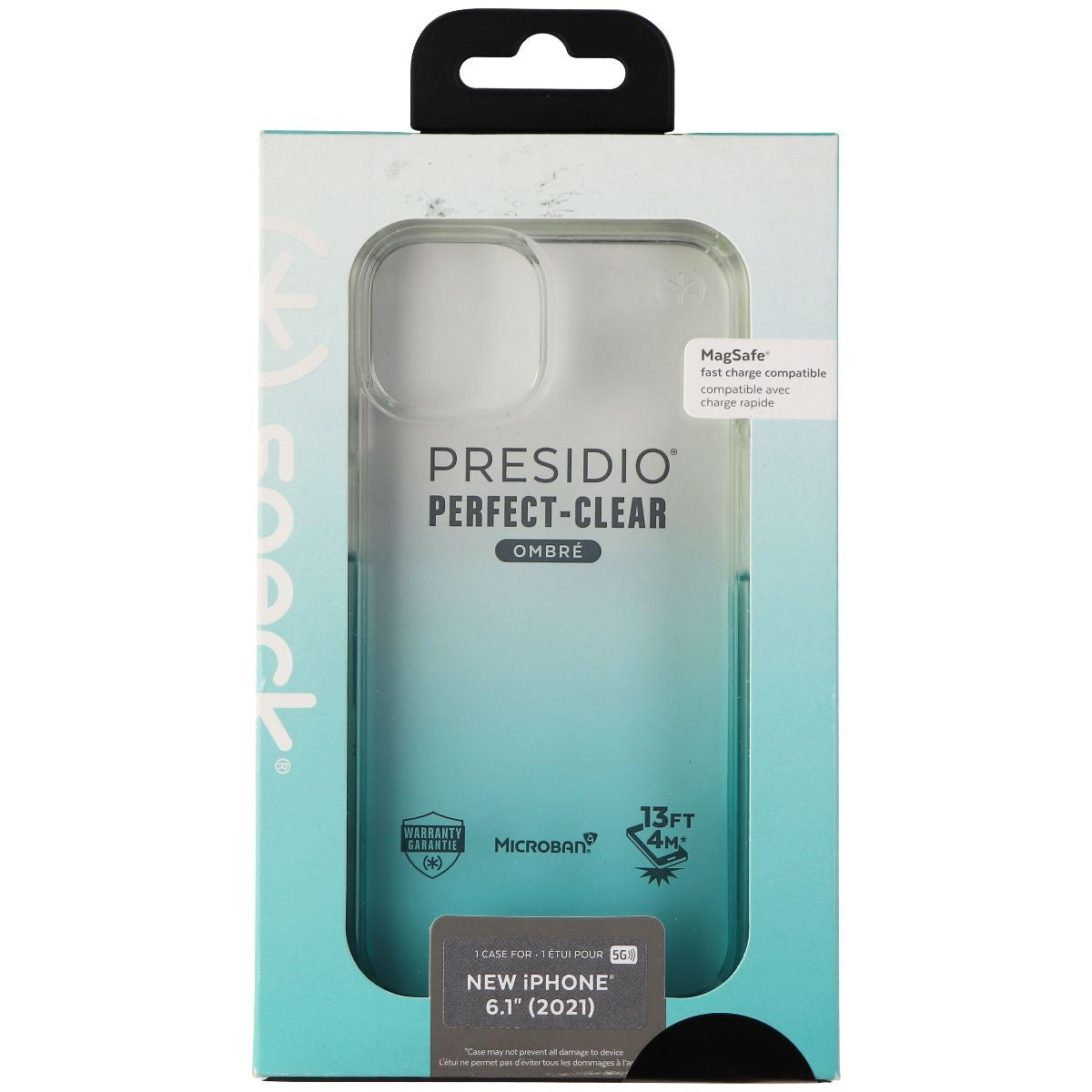 Speck Presidio Clear Ombre Case for iPhone 13 / 14 - Clear/Fantasy Teal Fade Cell Phone - Cases, Covers & Skins Speck - Simple Cell Bulk Wholesale Pricing - USA Seller