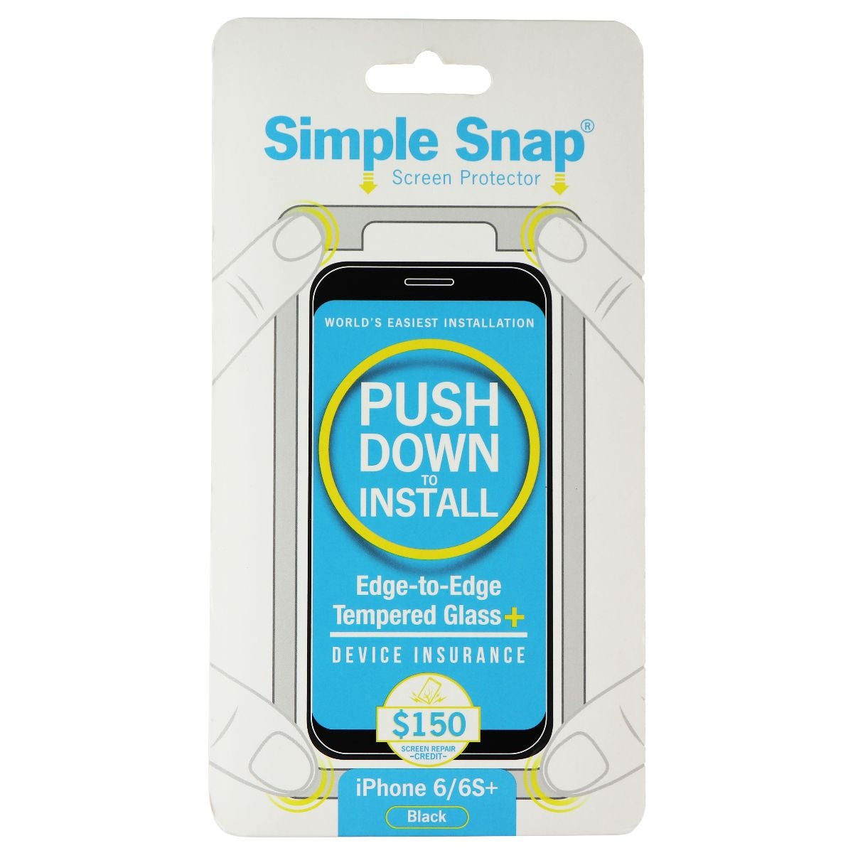 Simple Snap Tempered Glass Screen Protector for iPhone 6 Plus/6s Plus - Black Cell Phone - Screen Protectors Simple Snap - Simple Cell Bulk Wholesale Pricing - USA Seller