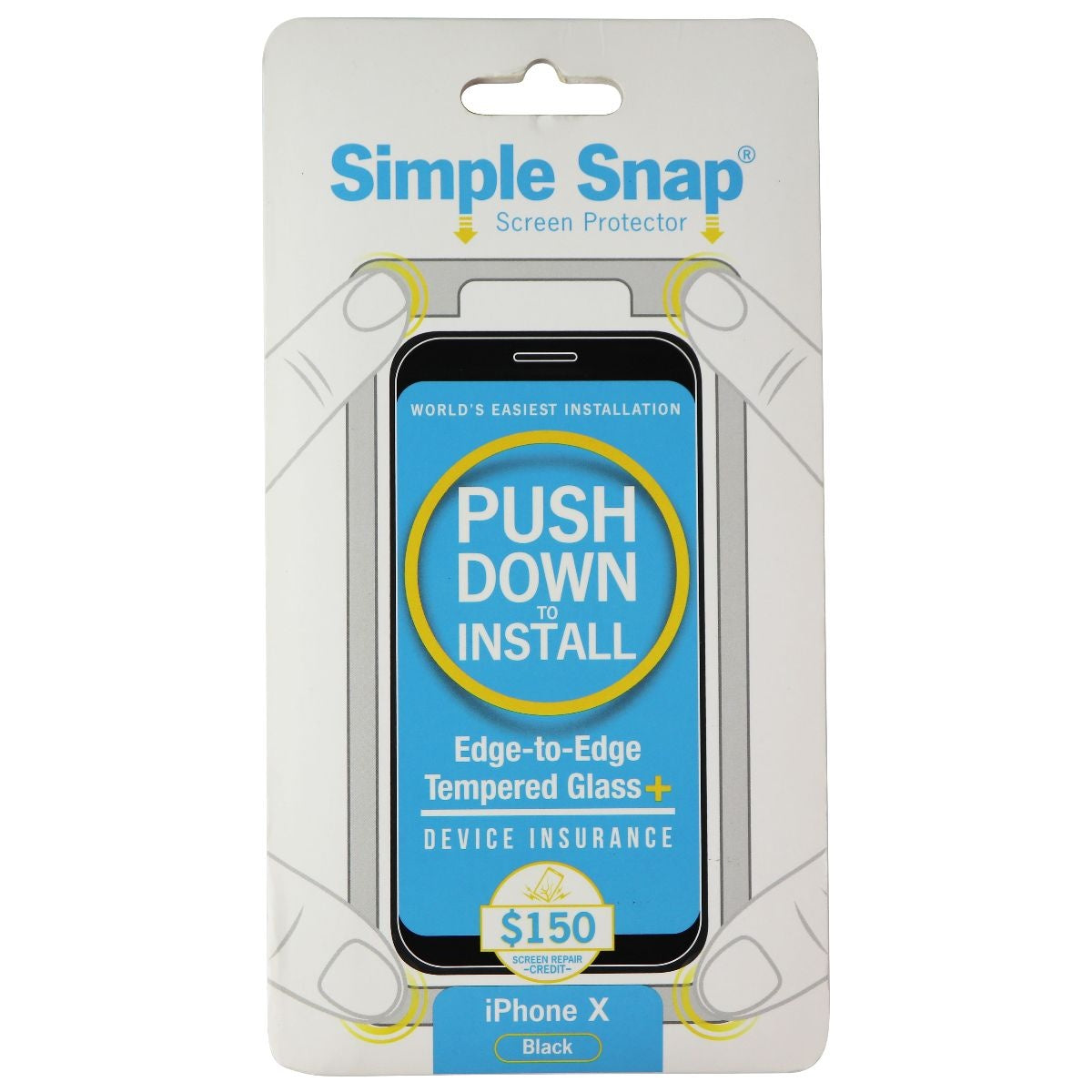 Simple Snap Tempered Glass+ Screen Protector for Apple iPhone X - Black Cell Phone - Screen Protectors Simple Snap - Simple Cell Bulk Wholesale Pricing - USA Seller