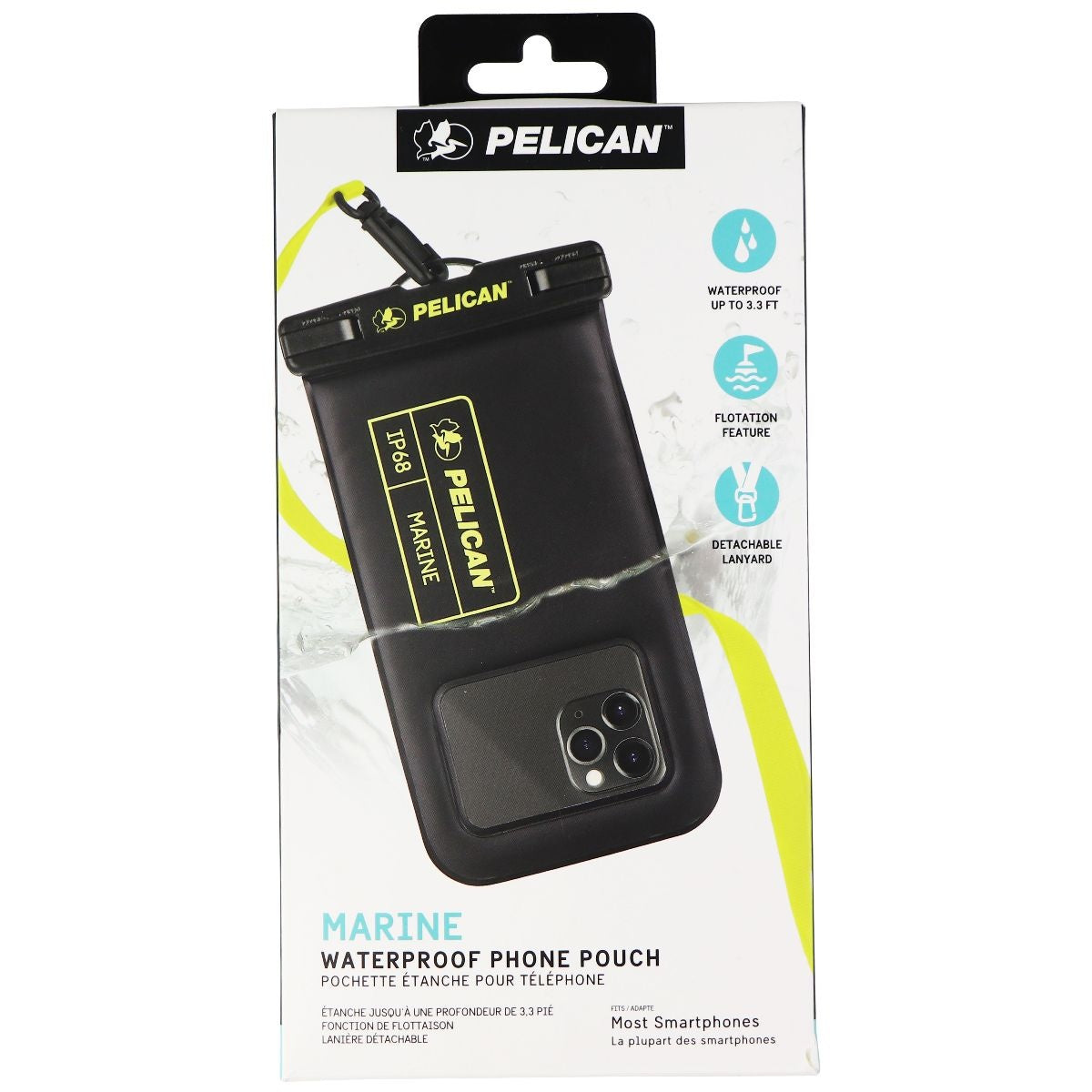 Pelican Marine Waterproof Floating Phone Pouch (Regular Size) - Black/Yellow Cell Phone - Cases, Covers & Skins Pelican - Simple Cell Bulk Wholesale Pricing - USA Seller