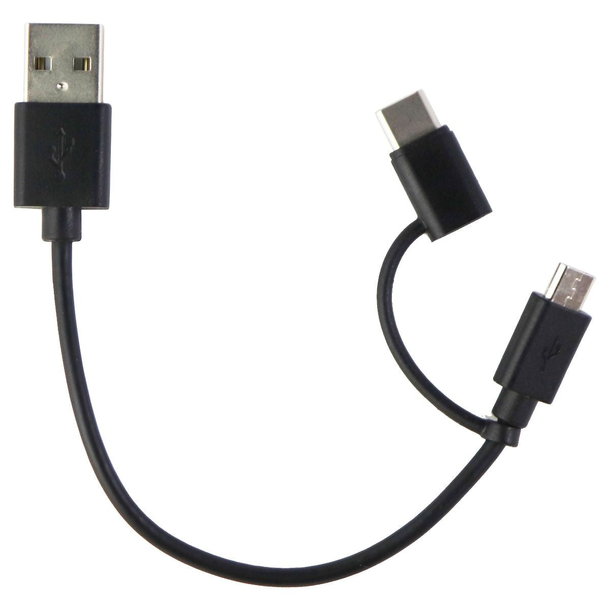 mWorks! Short (6-inch) Dual Tip USB Cable with USB-C and Micro-USB - Black