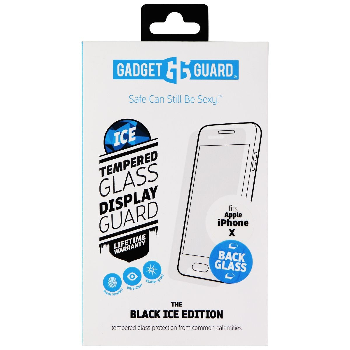 Gadget Guard (Black Ice Back Glass) for iPhone X - Clear / Back Glass ONLY Cell Phone - Screen Protectors Gadget Guard - Simple Cell Bulk Wholesale Pricing - USA Seller