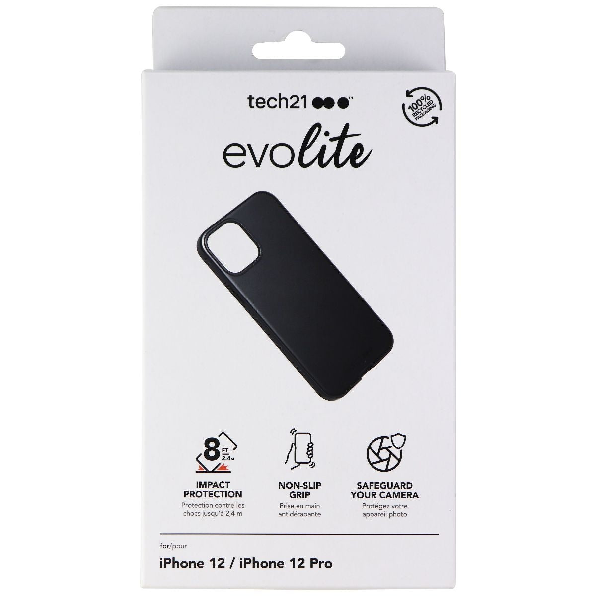 Tech21 Evo Lite Series Case for Apple iPhone 12 / iPhone 12 Pro - Black Cell Phone - Cases, Covers & Skins Tech21 - Simple Cell Bulk Wholesale Pricing - USA Seller