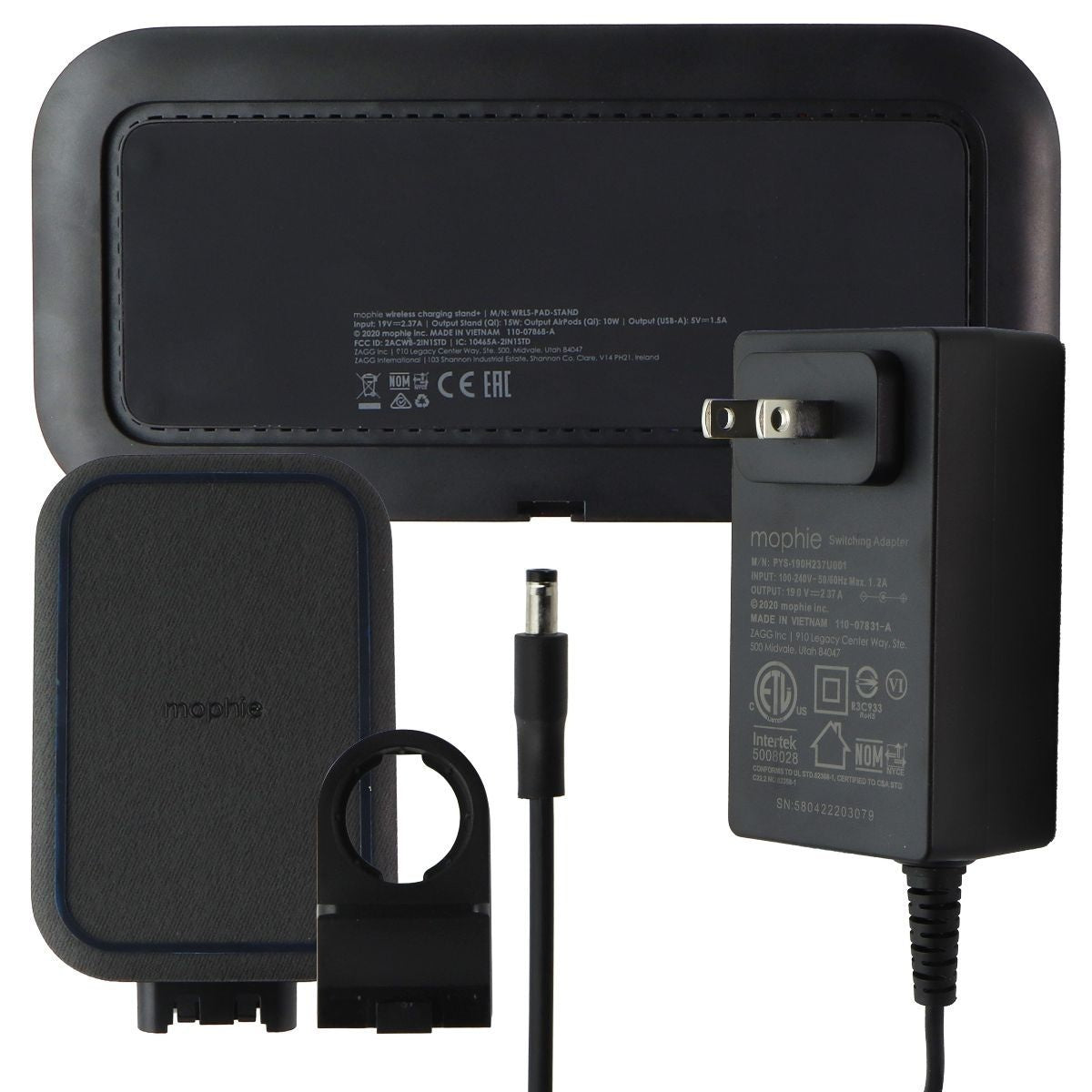 mophie Wireless Charging Stand+ & Pad with USB-A Port for Qi Enabled Devices Cell Phone - Chargers & Cradles Mophie - Simple Cell Bulk Wholesale Pricing - USA Seller