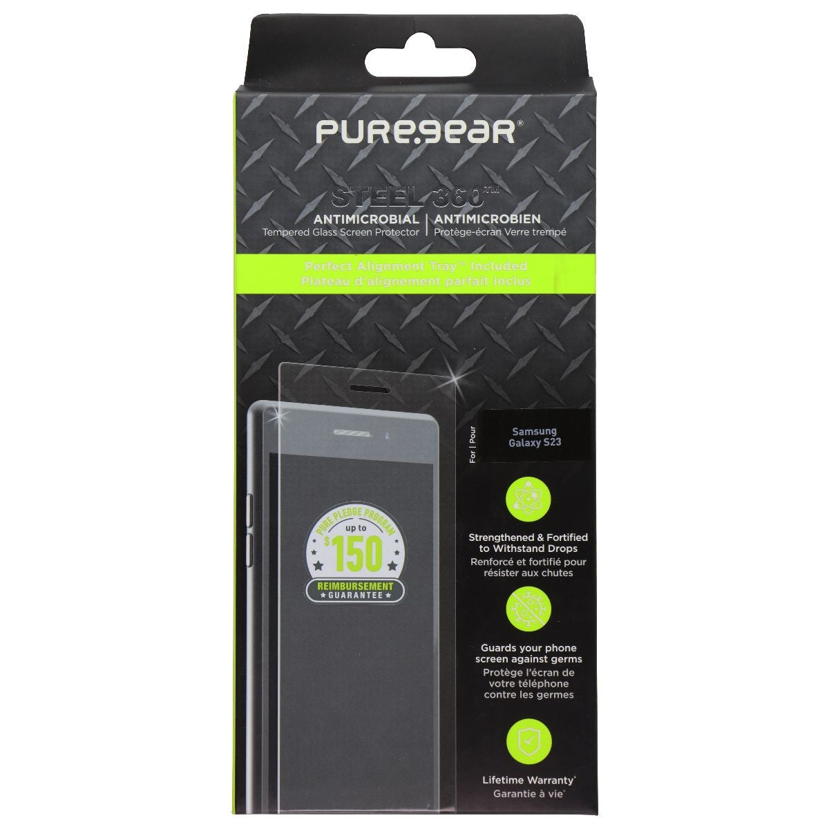 PureGear Steel 360 Screen Protector for Samsung Galaxy S23 - Clear Cell Phone - Screen Protectors PureGear - Simple Cell Bulk Wholesale Pricing - USA Seller