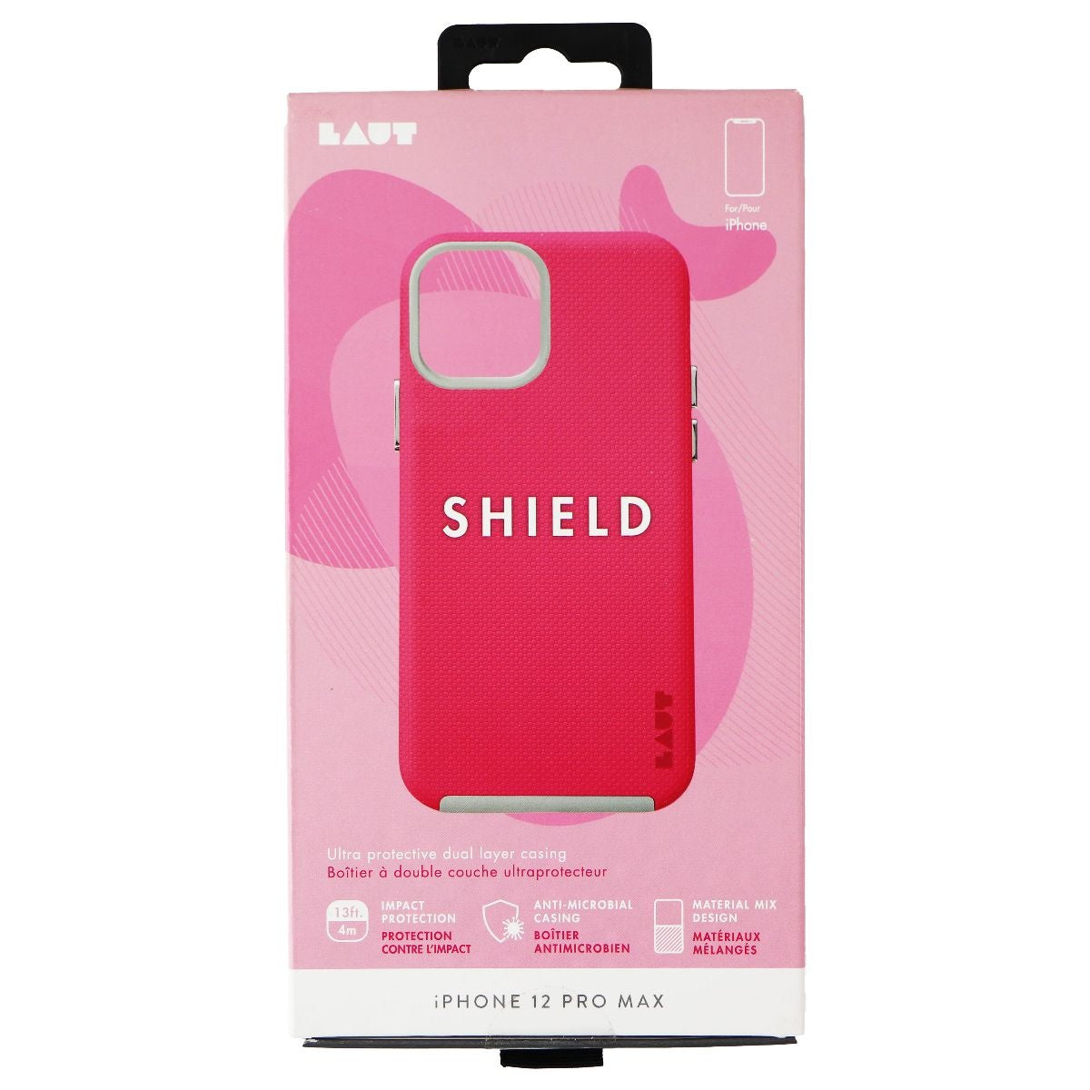 LAUT Shield Series Dual Layer Case for Apple iPhone 12 Pro Max - Pink/Gray Cell Phone - Cases, Covers & Skins Laut - Simple Cell Bulk Wholesale Pricing - USA Seller