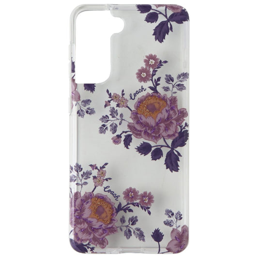 Coach Protective Case for Samsung S21 / S21 5G - Moody Floral Purple / Clear Cell Phone - Cases, Covers & Skins Coach - Simple Cell Bulk Wholesale Pricing - USA Seller