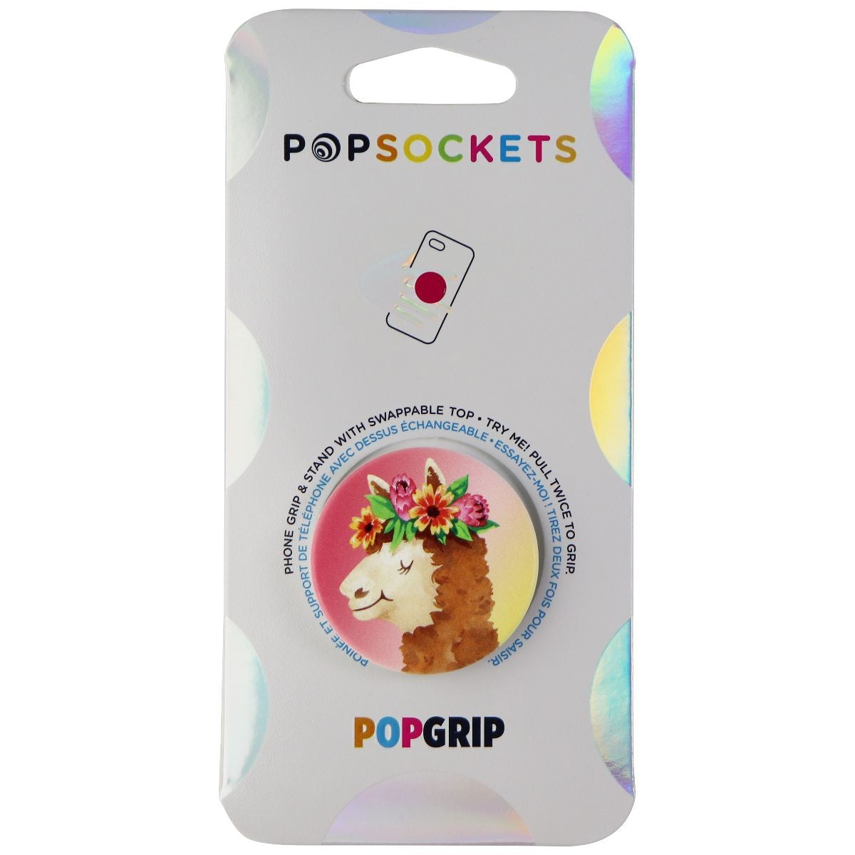 PopSockets PopGrip Expanding Stand and Grip with Swappable Top - Llamapalooza Cell Phone - Mounts & Holders PopSockets - Simple Cell Bulk Wholesale Pricing - USA Seller