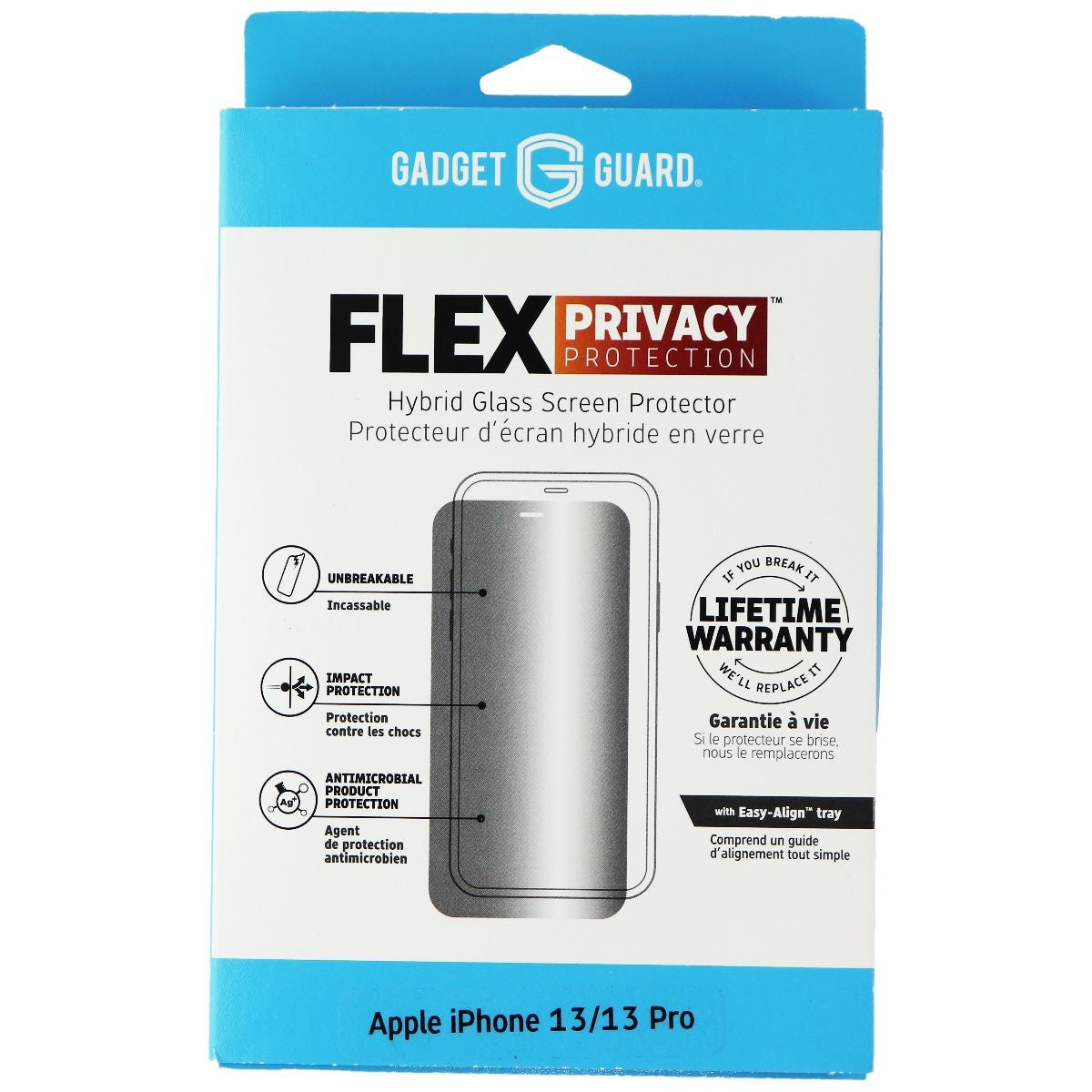 Gadget Guard Flex PRIVACY Hybrid Glass Protector for iPhone 13 / iPhone 13 Pro Cell Phone - Screen Protectors Gadget Guard - Simple Cell Bulk Wholesale Pricing - USA Seller