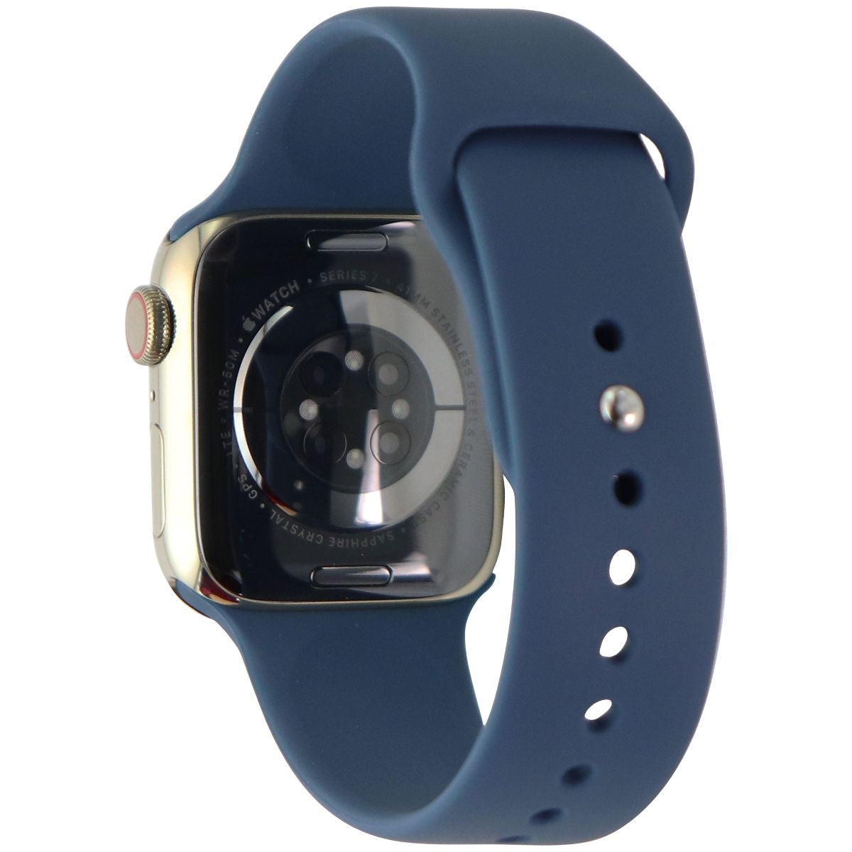 Apple Watch Series 7 (GPS + LTE) A2475 (41mm) - Stainless Gold/Blue Sp Band Smart Watches Apple - Simple Cell Bulk Wholesale Pricing - USA Seller
