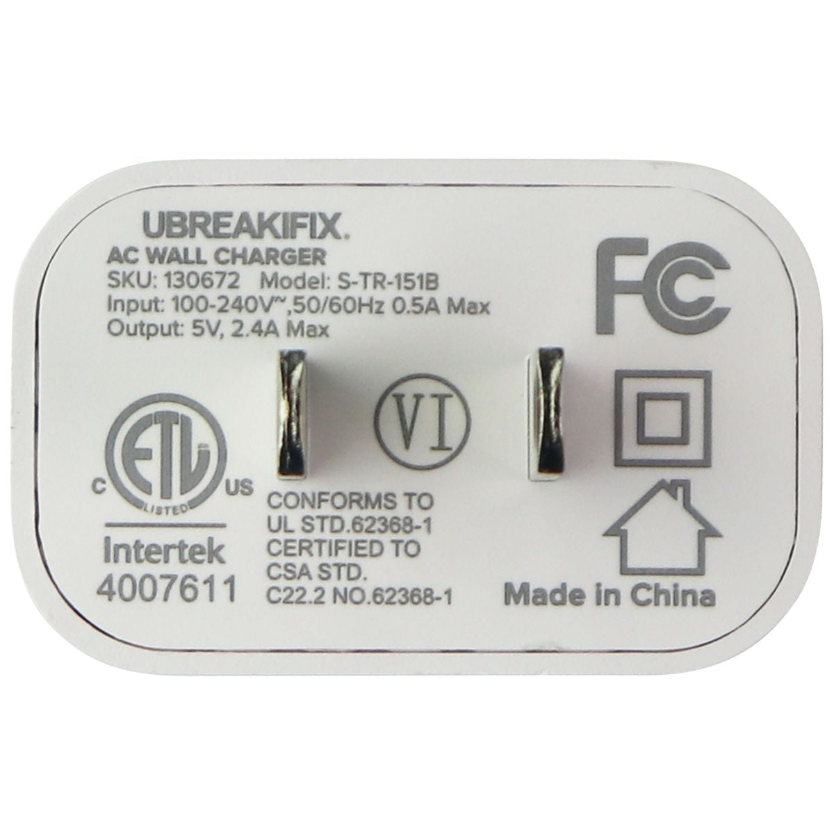 UBREAKIFIX (2.4A) USB Wall Charger and (3-Ft) USB to USB-C Cable - White Cell Phone - Chargers & Cradles UBREAKIFIX - Simple Cell Bulk Wholesale Pricing - USA Seller