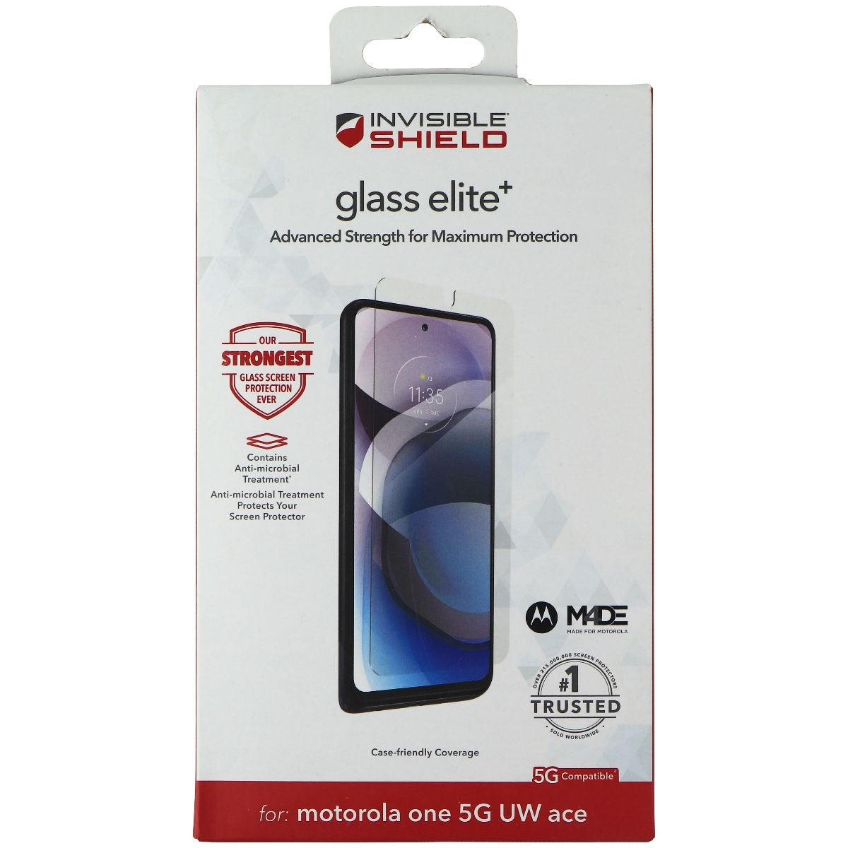 ZAGG InvisibleShield Glass Elite+ Screen for Motorola One 5G UW Ace - Clear Cell Phone - Screen Protectors Zagg - Simple Cell Bulk Wholesale Pricing - USA Seller