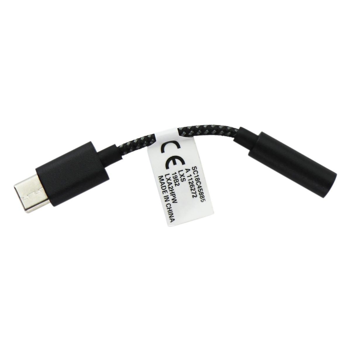 Universal USB-C to 3.5mm Adapter - Braided Black/Gray Cell Phone - Cables & Adapters Unbranded - Simple Cell Bulk Wholesale Pricing - USA Seller