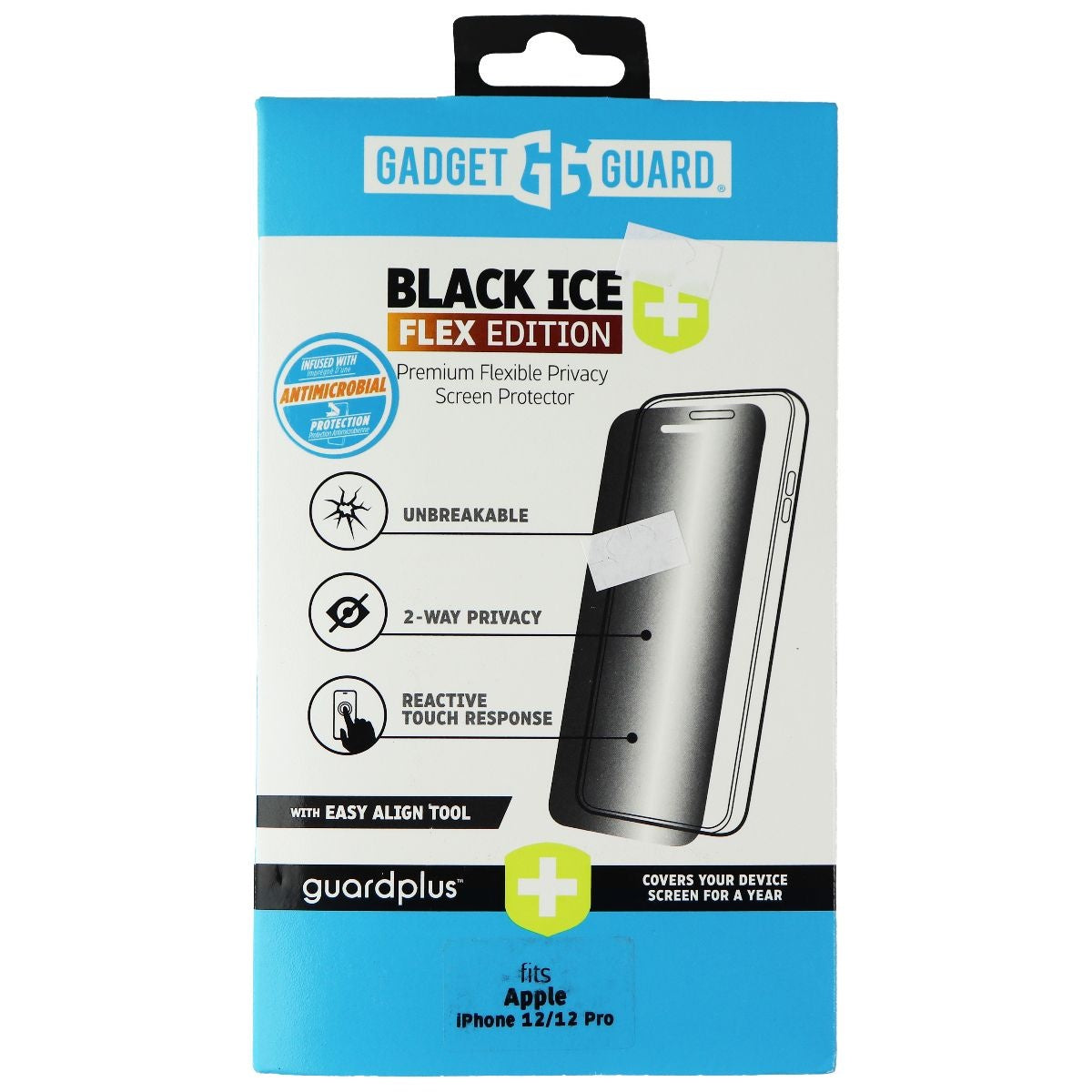 Gadget Guard Flex PRIVACY Black Ice+ Screen Protector for iPhone 12/12 Pro Cell Phone - Screen Protectors Gadget Guard - Simple Cell Bulk Wholesale Pricing - USA Seller