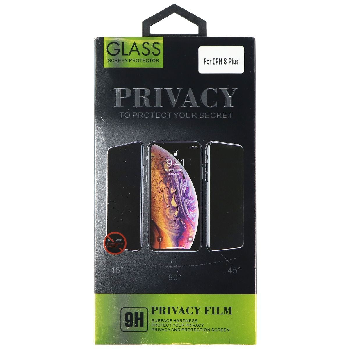Privacy Film Glass Screen Protector for iPhone 8 Plus - Black Cell Phone - Screen Protectors Privacy - Simple Cell Bulk Wholesale Pricing - USA Seller