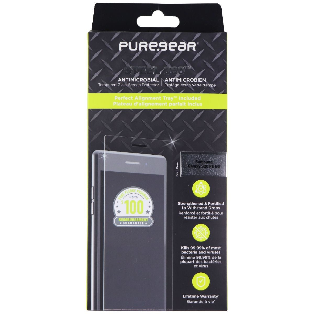 PureGear Steel 360 Series Tempered Glass for Samsung Galaxy S20 FE 5G - Clear Cell Phone - Screen Protectors PureGear - Simple Cell Bulk Wholesale Pricing - USA Seller