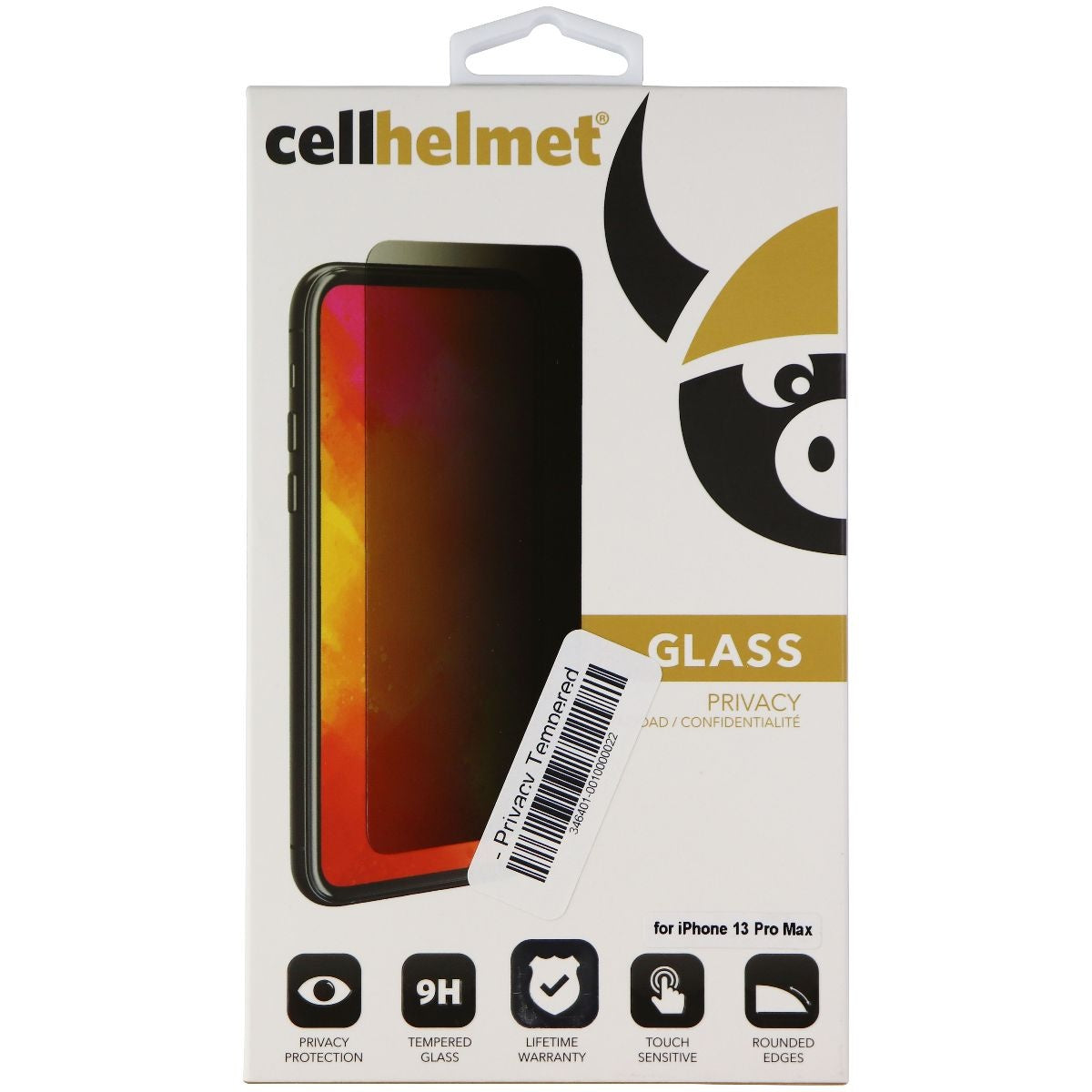 Cellhelmet Privacy Tempered Glass Screen Protector for iPhone 13 Pro Max - Black Cell Phone - Screen Protectors CellHelmet - Simple Cell Bulk Wholesale Pricing - USA Seller