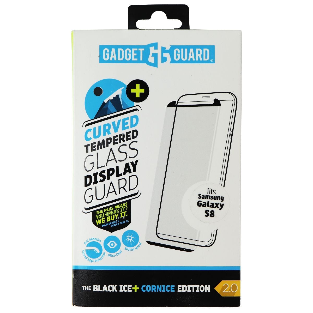 GadgetGuard Black Ice+Cornice 2 Curved Glass Screen Protector Samsung Galaxy S8 Cell Phone - Screen Protectors Gadget Guard - Simple Cell Bulk Wholesale Pricing - USA Seller