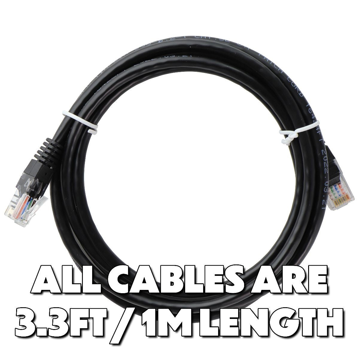 MIXED Yealink (3.3FT/1M) Cat5e Ethernet Cables - Black (E348815) Computer/Network - Ethernet Cables (RJ-45, 8P8C) Yealink - Simple Cell Bulk Wholesale Pricing - USA Seller