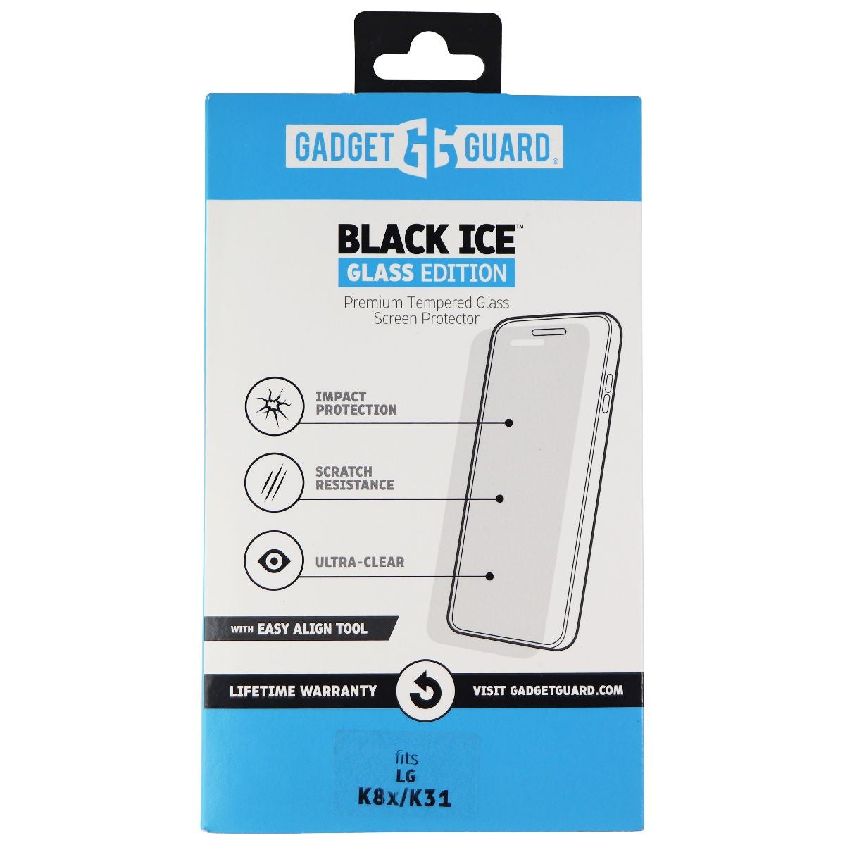 Gadget Guard Black Ice Tempered Glass for LG K8x / K31 Smartphones - Clear Cell Phone - Screen Protectors Gadget Guard - Simple Cell Bulk Wholesale Pricing - USA Seller