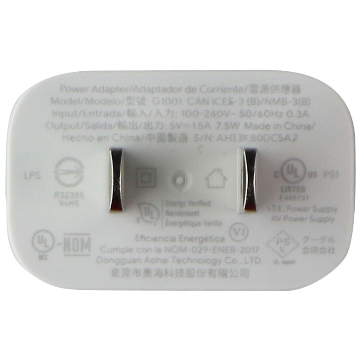 Google (5V/1.5A) 7.5W Single USB Wall Charger - White (G1001) Cell Phone - Chargers & Cradles Google - Simple Cell Bulk Wholesale Pricing - USA Seller