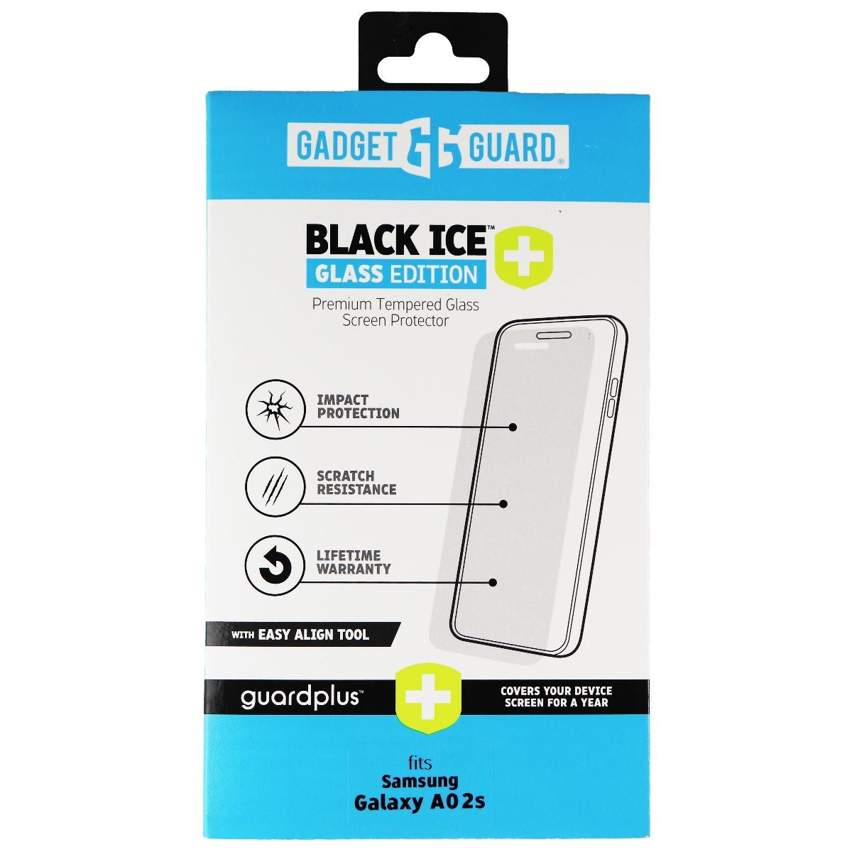 Gadget Guard Black Ice+ (Plus) Glass Edition for Samsung Galaxy A02s - Clear Cell Phone - Screen Protectors Gadget Guard - Simple Cell Bulk Wholesale Pricing - USA Seller