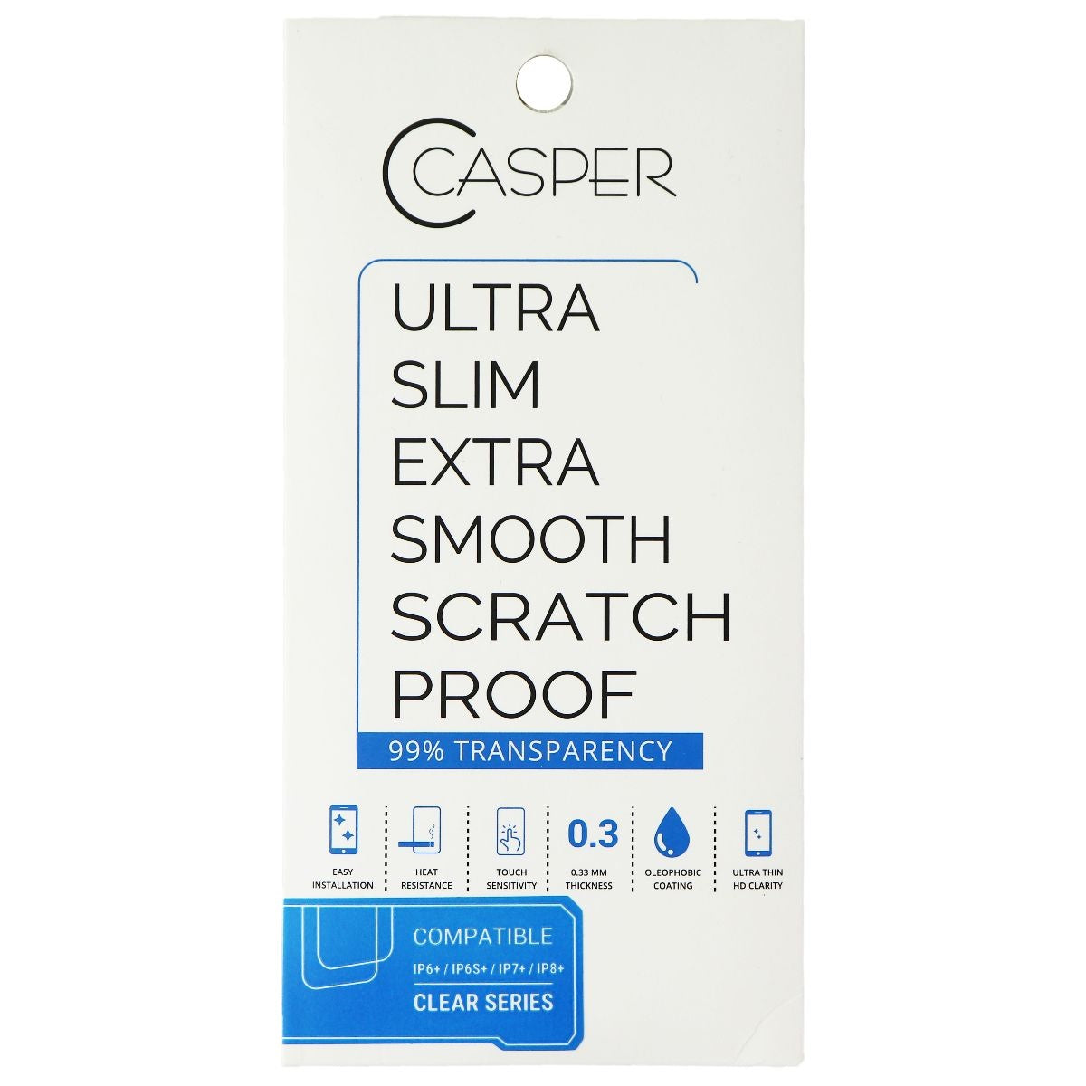Casper Ultra Slim CLEAR Screen Protector for iPhone 8 Plus / 7 Plus / 6 Plus Cell Phone - Screen Protectors Capser - Simple Cell Bulk Wholesale Pricing - USA Seller