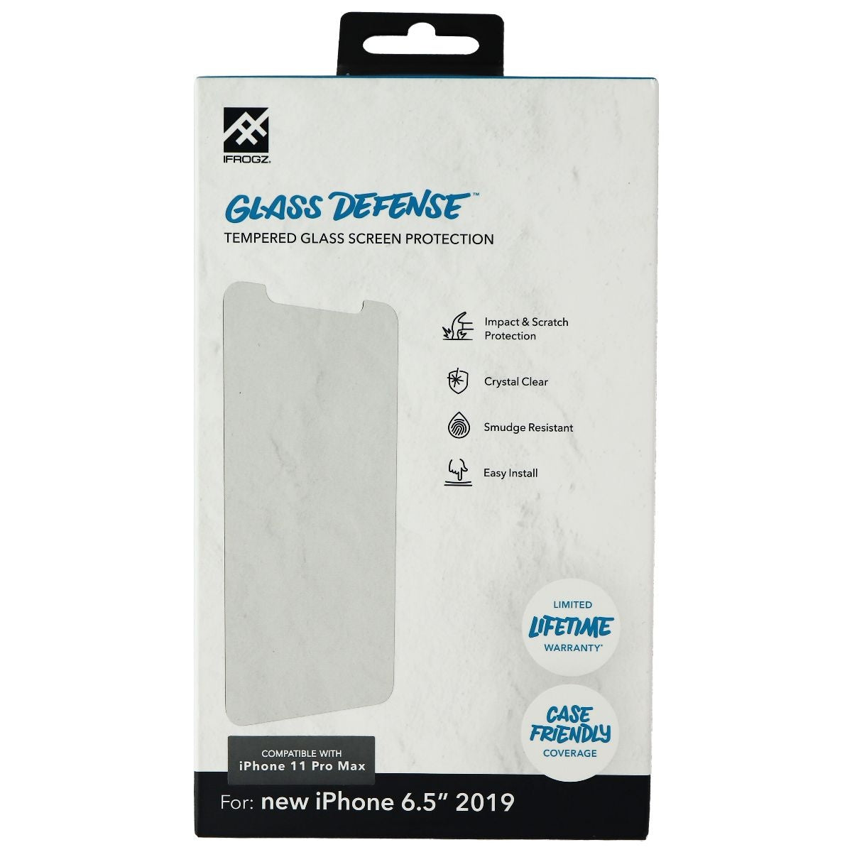 iFrogz - Glass Defense Glass Screen Protector for Apple iPhone 11 Pro Max/Xs Max Cell Phone - Screen Protectors iFrogz - Simple Cell Bulk Wholesale Pricing - USA Seller