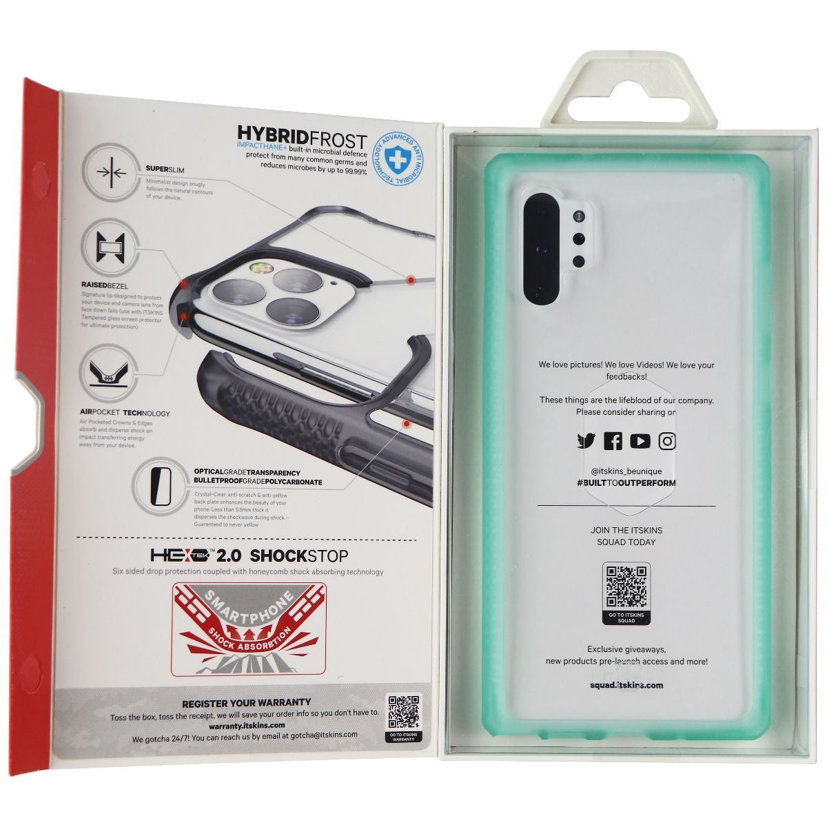 ITSKINS Hybrid Frost Series Case for Samsung Note10 Plus - Tiffany Green/Clear Cell Phone - Cases, Covers & Skins ITSKINS - Simple Cell Bulk Wholesale Pricing - USA Seller