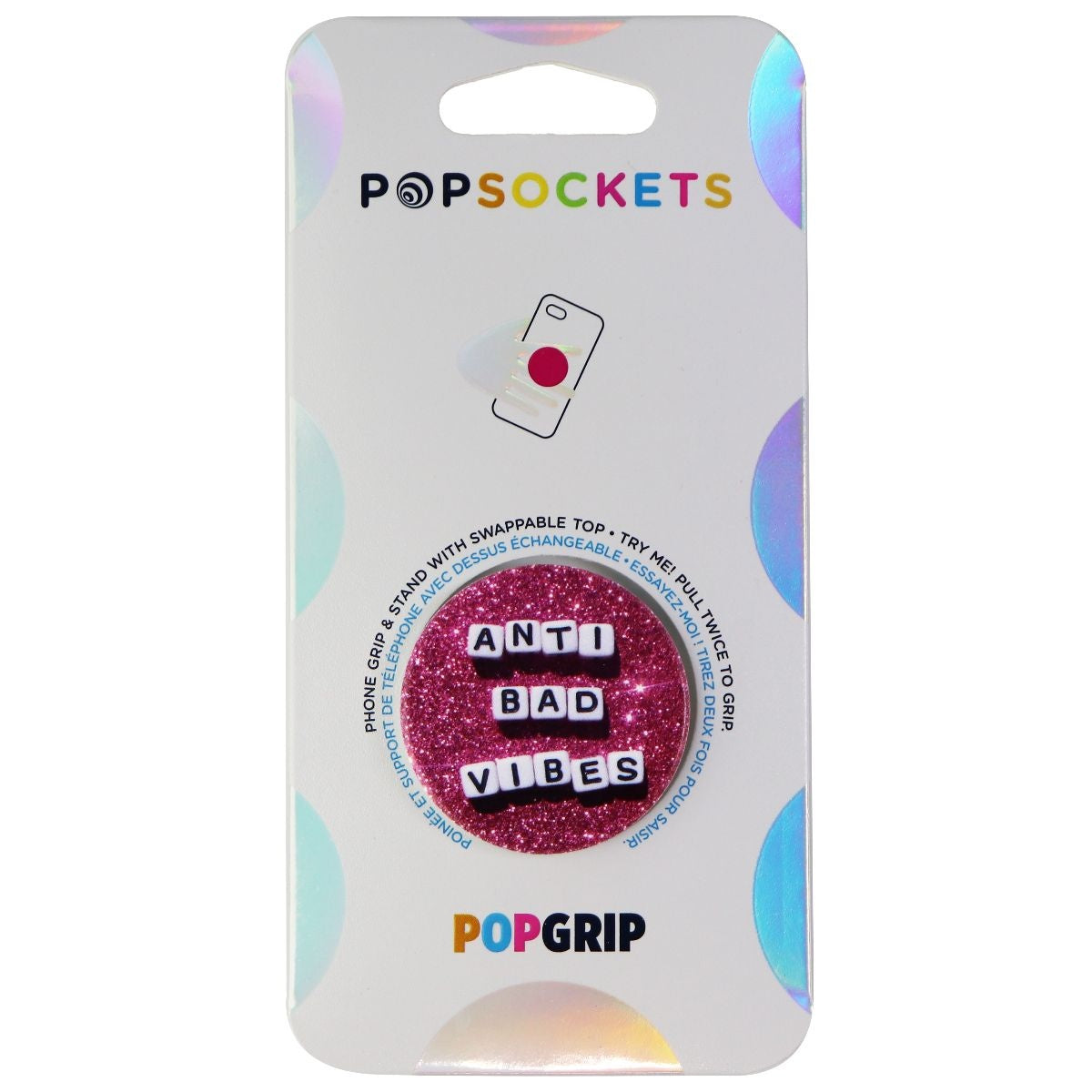 PopSockets: PopGrip with Swappable Top for Phones & Tablets - Anti-Bad Vibes Cell Phone - Mounts & Holders PopSockets - Simple Cell Bulk Wholesale Pricing - USA Seller