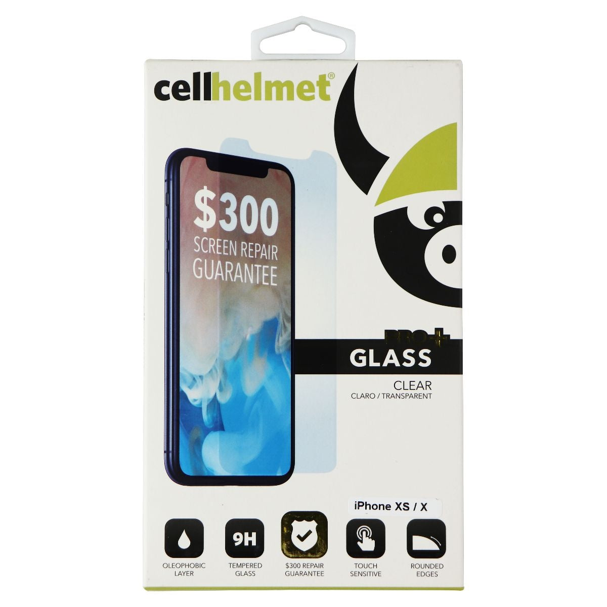 CellHelmet (Pro+) Series Glass for Apple iPhone Xs and iPhone X - Clear Cell Phone - Screen Protectors CellHelmet - Simple Cell Bulk Wholesale Pricing - USA Seller