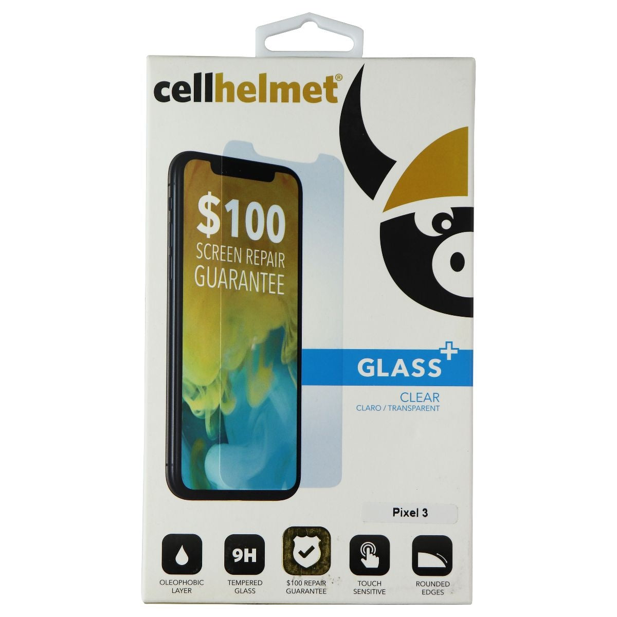 CellHelmet Glass+ Series Tempered Glass for Google Pixel 3 Smartphone Cell Phone - Screen Protectors CellHelmet - Simple Cell Bulk Wholesale Pricing - USA Seller