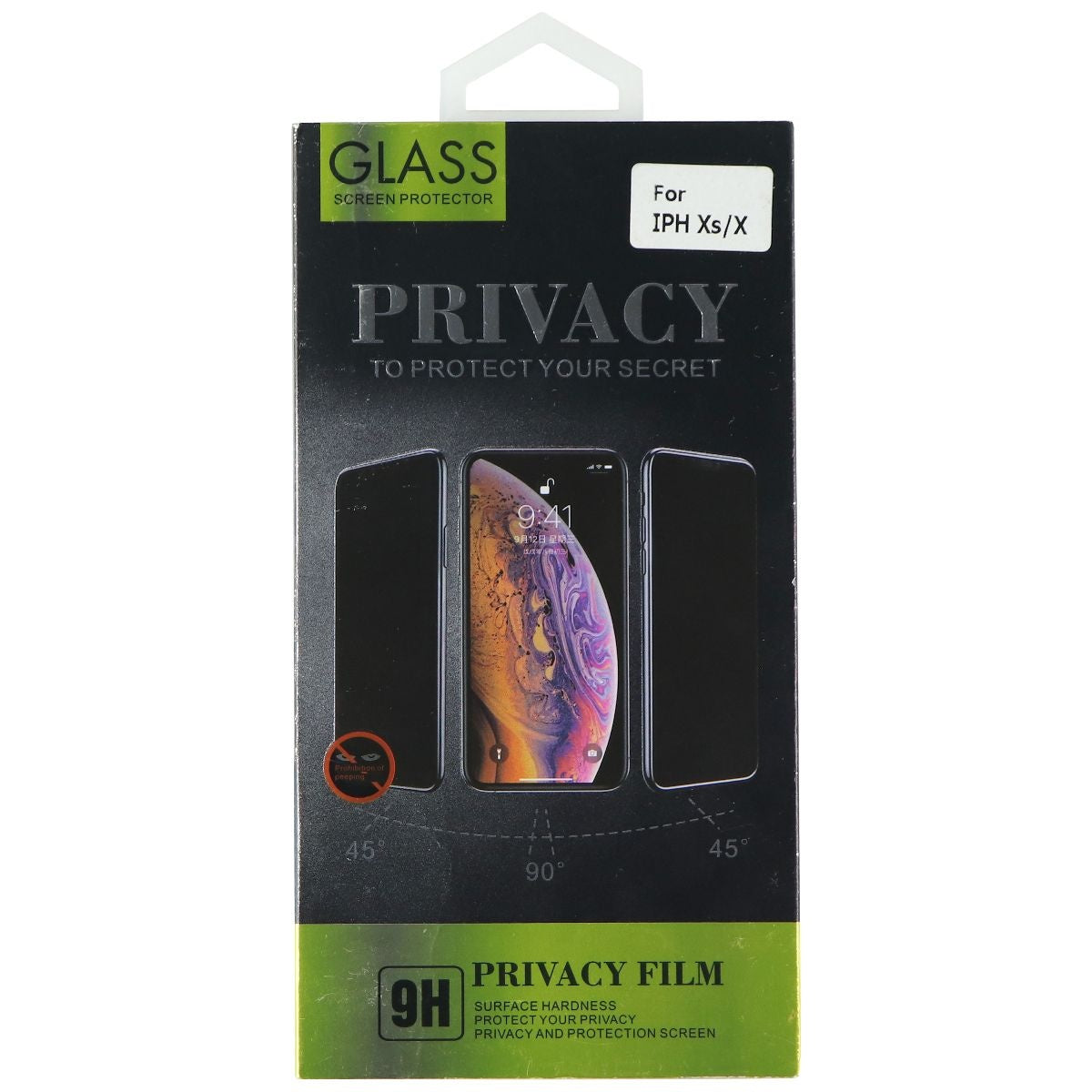 Privacy Film Glass Screen Protector for iPhone Xs/X - Black Cell Phone - Screen Protectors Unbranded - Simple Cell Bulk Wholesale Pricing - USA Seller
