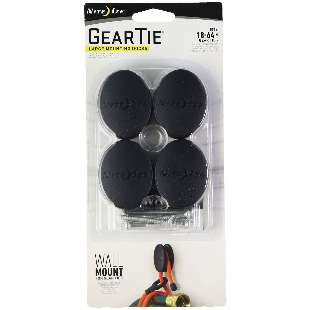 Nite Ize Gear Tie Large Mounting Docks - 4 Pack - Black Home Improvement - Other Home Improvement Nite Ize - Simple Cell Bulk Wholesale Pricing - USA Seller