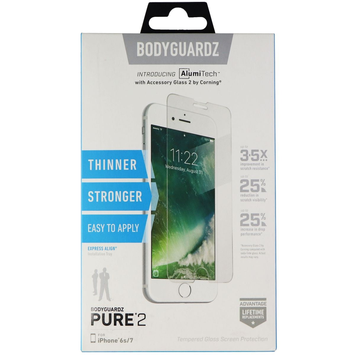 BodyGuardz Pure 2 Series Tempered Glass for Apple iPhone 7 / 6s / 6 - Clear Cell Phone - Screen Protectors BODYGUARDZ - Simple Cell Bulk Wholesale Pricing - USA Seller