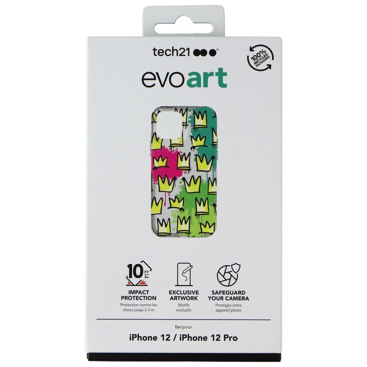 Tech21 EvoArt Case for Apple iPhone 12 and iPhone 12 Pro - Clear / Crowns Cell Phone - Cases, Covers & Skins Tech21 - Simple Cell Bulk Wholesale Pricing - USA Seller