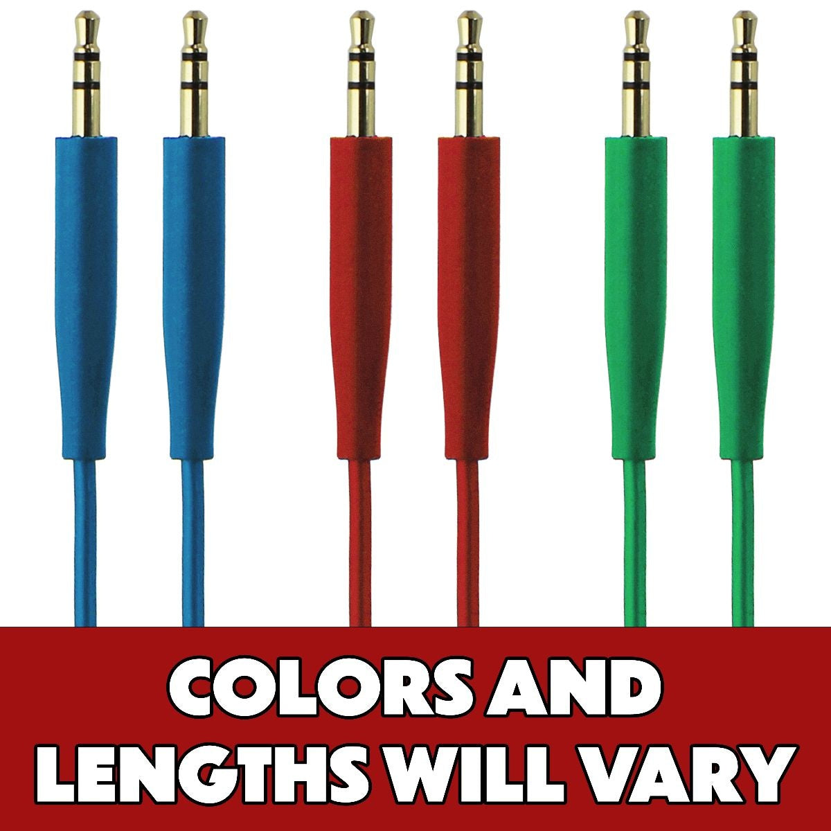 Generic 3.5mm to 3.5mm Short Aux Cables Under 4-foot - Mixed Color/Style/Length Computer/Network - Audio Cables & Adapters Unbranded - Simple Cell Bulk Wholesale Pricing - USA Seller