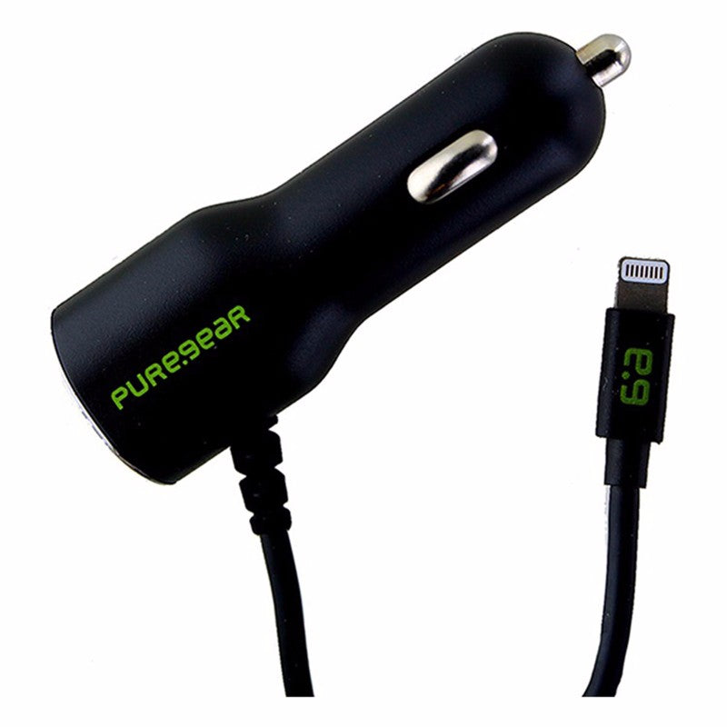 PureGear Car Charger with Connector and Extra USB Port for iPhones - Black Cell Phone - Chargers & Cradles PureGear - Simple Cell Bulk Wholesale Pricing - USA Seller