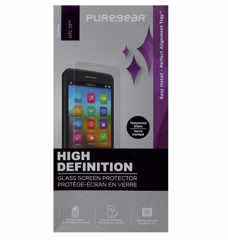 PureGear HD Tempered Glass Screen Protector w/ Alignment Tray for HTC 10 - Clear Cell Phone - Screen Protectors PureGear - Simple Cell Bulk Wholesale Pricing - USA Seller