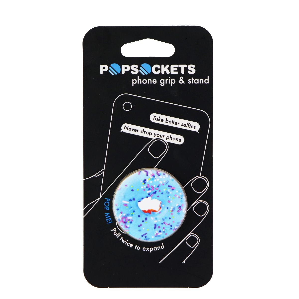 PopSockets Collapsible Grip & Stand for Phones and Tablets - Blue Donut Cell Phone - Mounts & Holders PopSockets - Simple Cell Bulk Wholesale Pricing - USA Seller